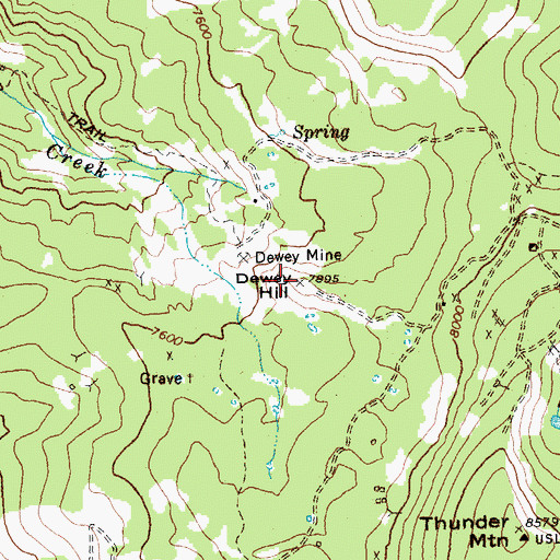 Topographic Map of Dewey Hill, ID