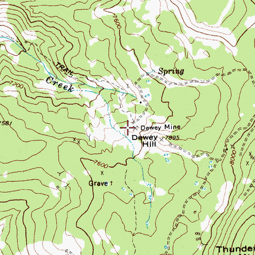 Topographic Map of Dewey Mine, ID