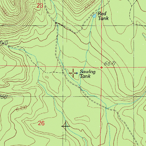 Topographic Map of Sawlog Tank, AZ