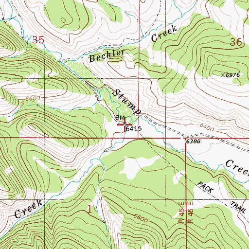 Topographic Map of Boulder Creek, ID