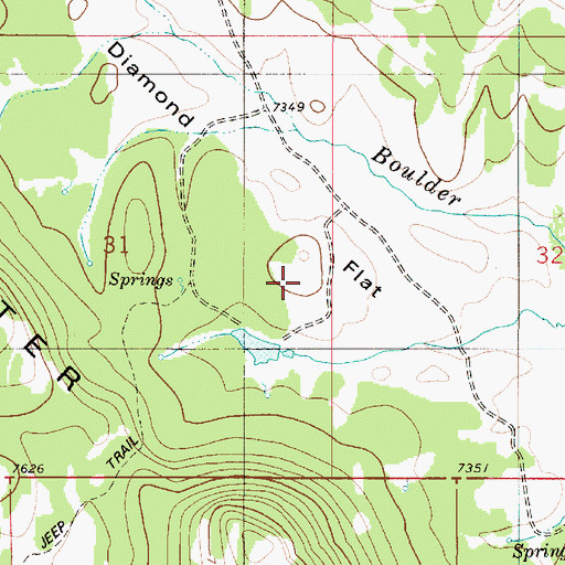 Topographic Map of Diamond Boulder Flat, ID