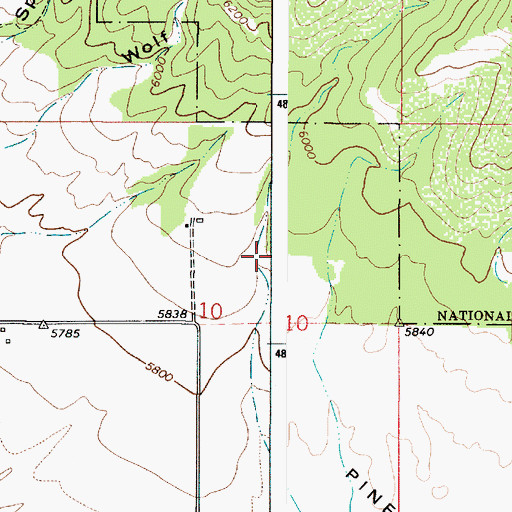 Topographic Map of Diamond X Canyon, ID