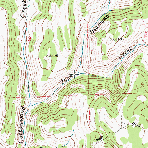 Topographic Map of Diamond Creek, ID