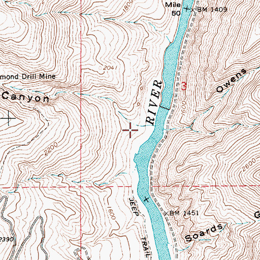 Topographic Map of Diamond Drill Canyon, ID