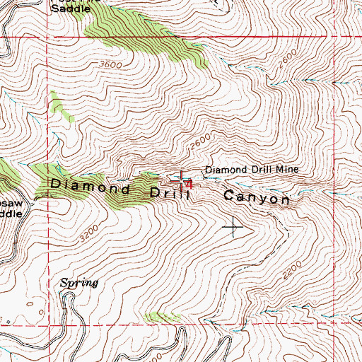 Topographic Map of Diamond Drill Mine, ID