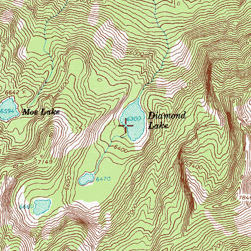 Topographic Map of Diamond Lake, ID