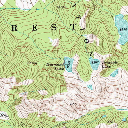 Topographic Map of Diamond Lake, ID