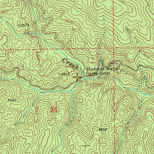 Topographic Map of Diamond Match Camp, ID