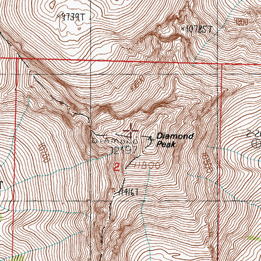 Topographic Map of Diamond Peak, ID