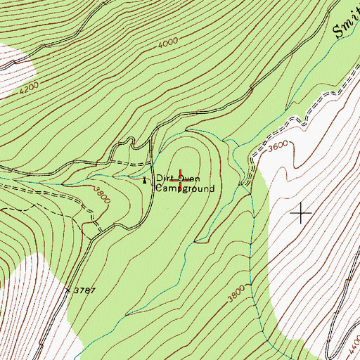 Topographic Map of Dirt Oven Campground, ID