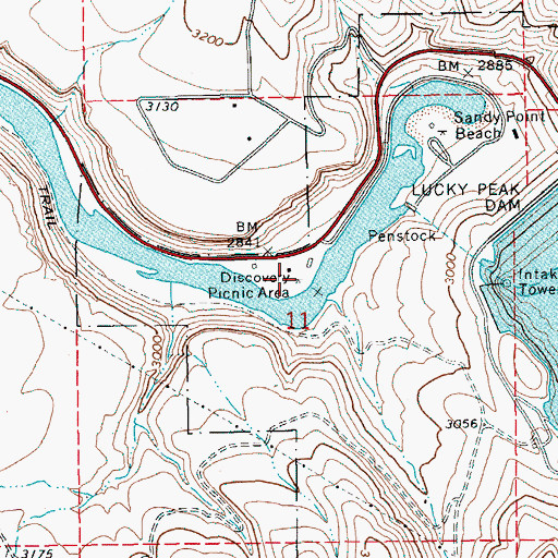 Topographic Map of Discovery Picnic Area, ID