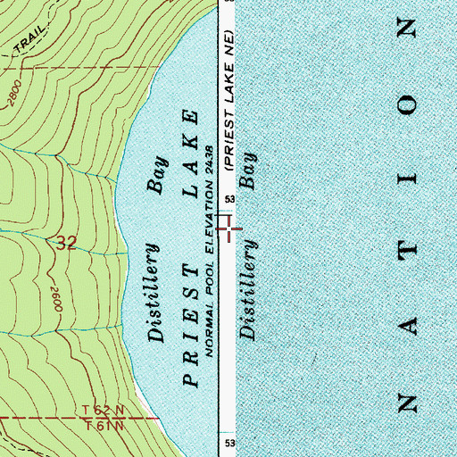 Topographic Map of Distillery Bay, ID