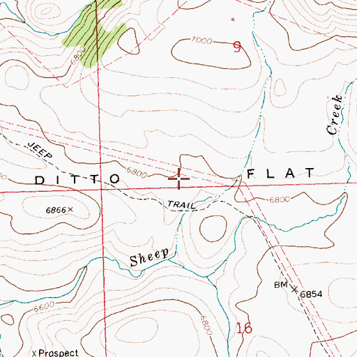 Topographic Map of Ditto Flat, ID