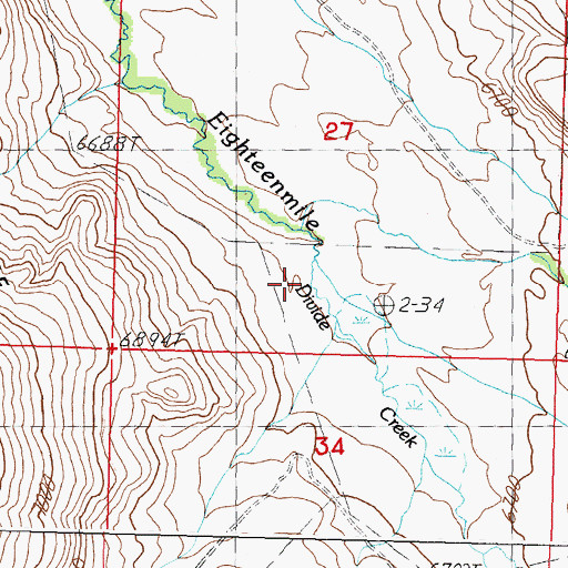 Topographic Map of Divide Creek, ID