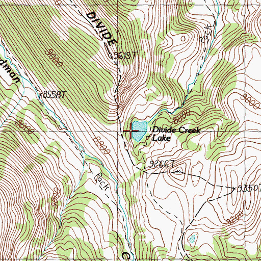 Topographic Map of Divide Creek Lake, ID