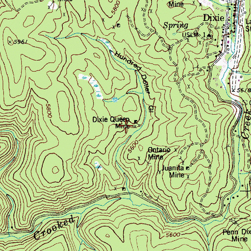 Topographic Map of Dixie Queen Mine (historical), ID