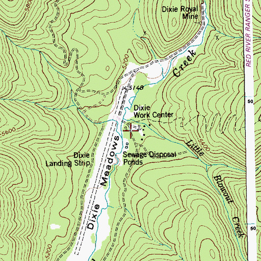 Topographic Map of Dixie Work Center, ID