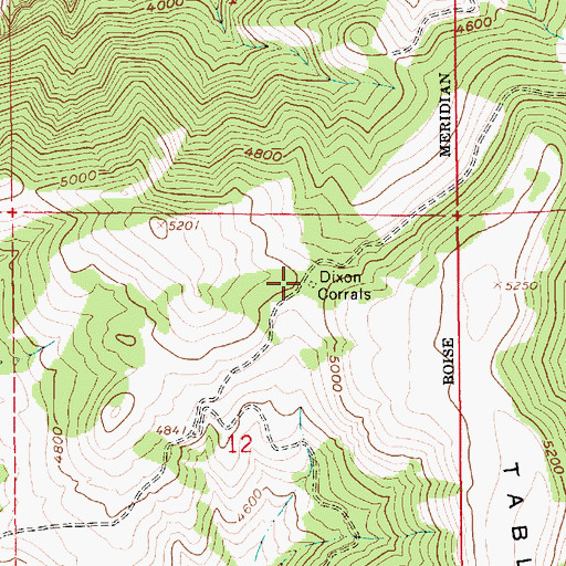 Topographic Map of Dixon Corrals, ID