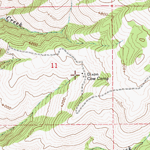 Topographic Map of Dixon Cow Camp, ID