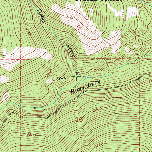 Topographic Map of Dodge Creek, ID