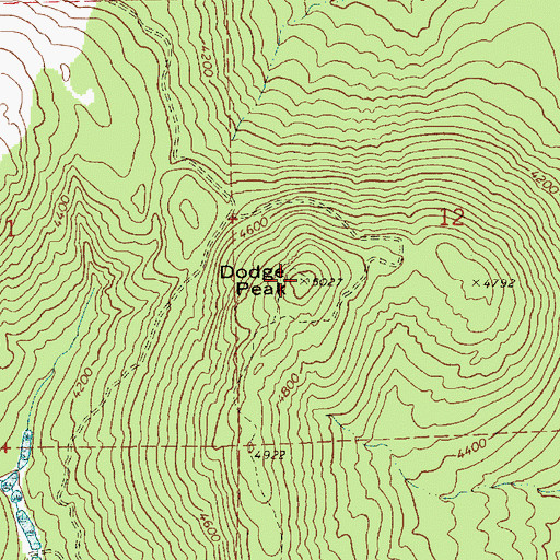 Topographic Map of Dodge Peak, ID