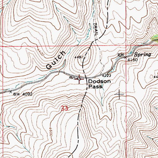 Topographic Map of Dodson Pass, ID