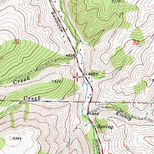 Topographic Map of Doe Creek, ID