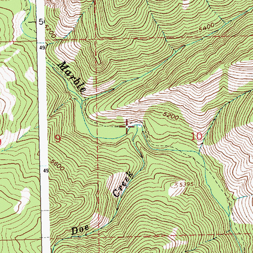 Topographic Map of Doe Creek, ID