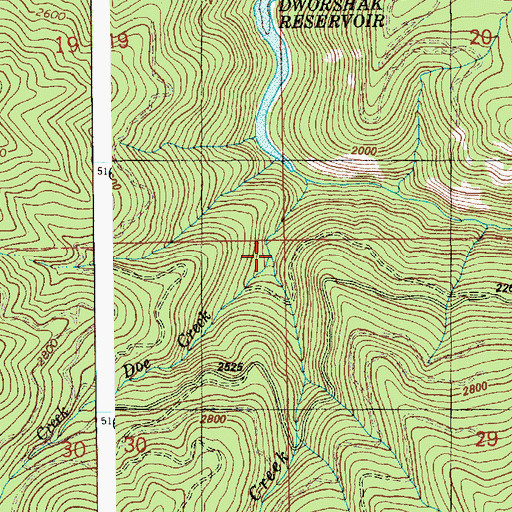 Topographic Map of Doe Creek, ID