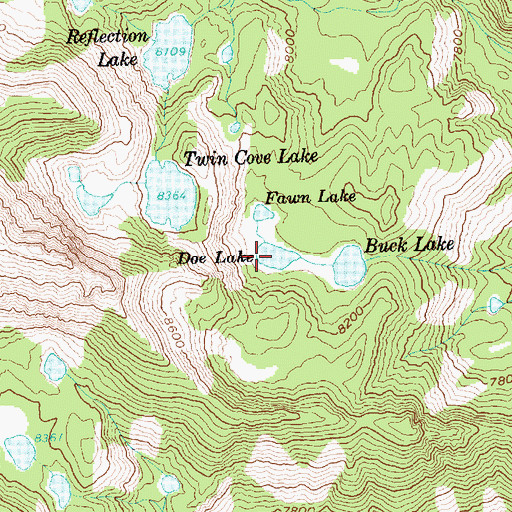 Topographic Map of Doe Lake, ID