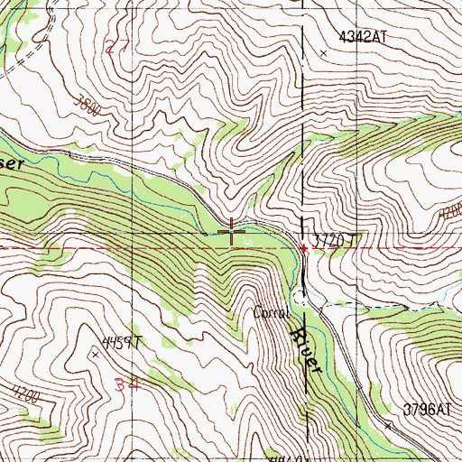 Topographic Map of Dog Creek, ID