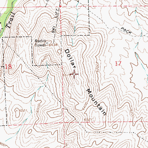 Topographic Map of Dollar Mountain, ID