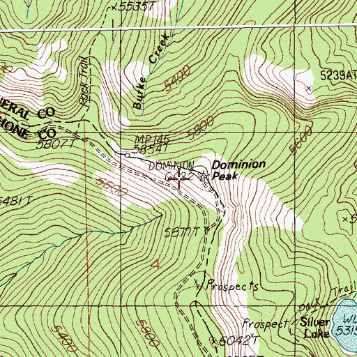Topographic Map of Dominion Peak, ID