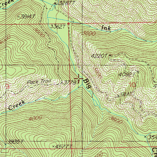 Topographic Map of Dot Creek, ID