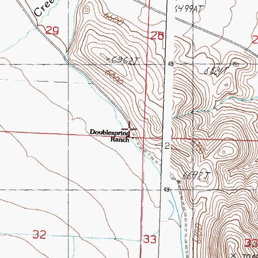 Topographic Map of Doublespring Ranch, ID
