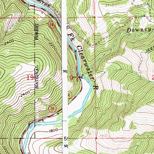 Topographic Map of Downey Creek, ID