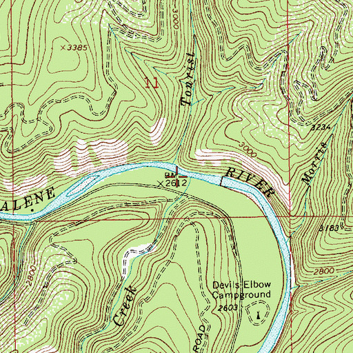 Topographic Map of Downey Creek, ID