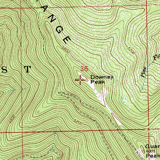 Topographic Map of Downey Peak, ID