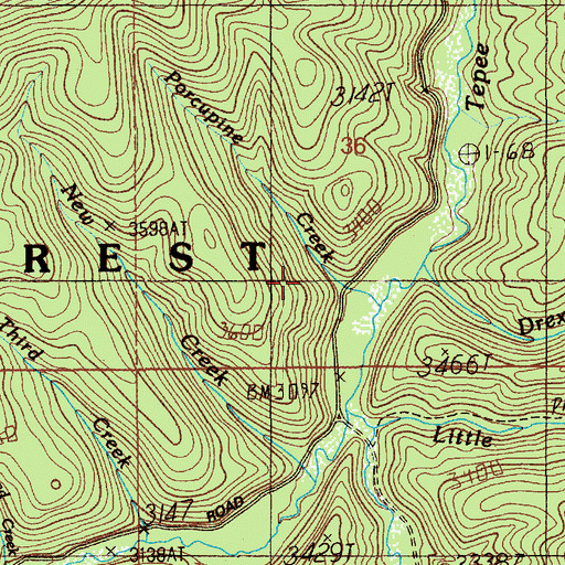 Topographic Map of Drexall Creek, ID