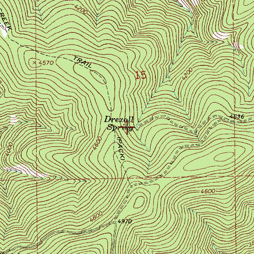 Topographic Map of Drexall Spring, ID