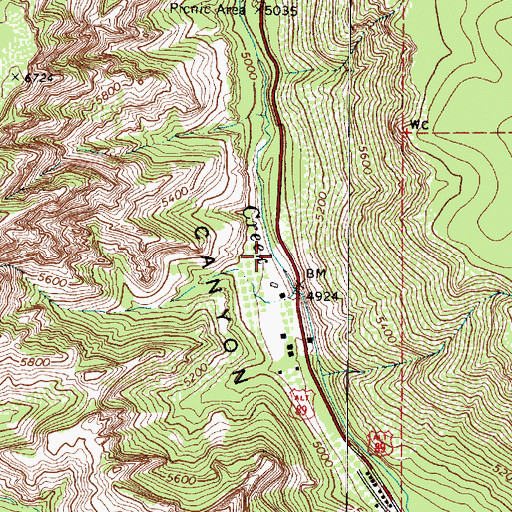 Topographic Map of Slide Rock Swim Area, AZ
