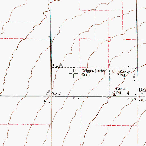Topographic Map of Driggs-Darby Cemetery, ID