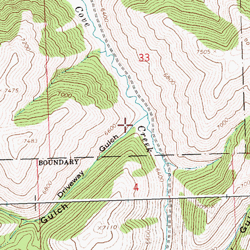 Topographic Map of Driveway Gulch, ID