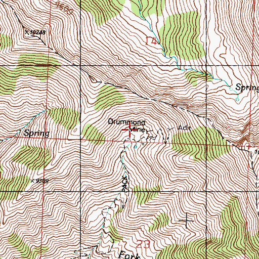Topographic Map of Drummond Mine, ID