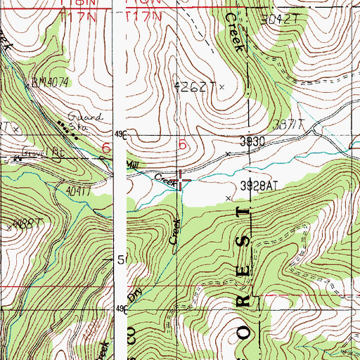 Topographic Map of Dry Creek, ID