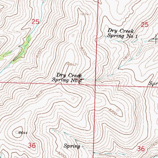 Topographic Map of Dry Creek Spring Number 2, ID