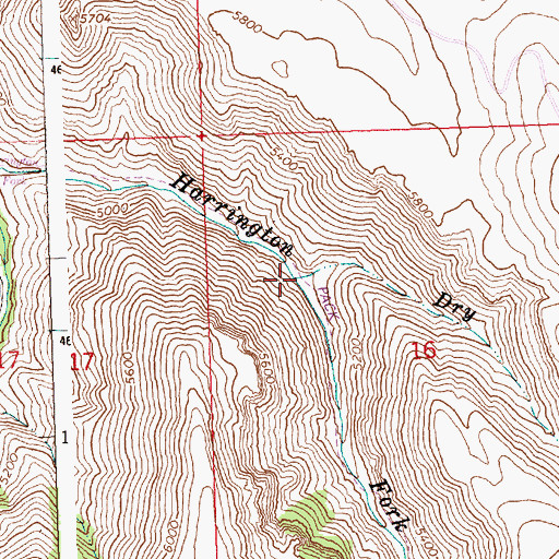 Topographic Map of Dry Fork, ID