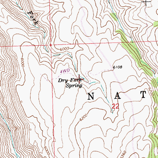 Topographic Map of Dry Fork Spring, ID