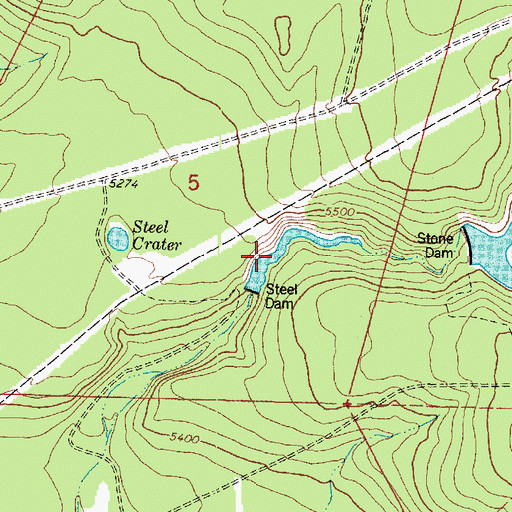 Topographic Map of Steel Dam Reservoir, AZ