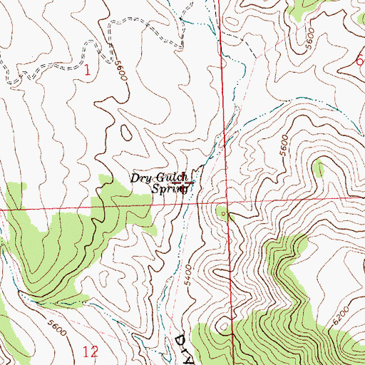 Topographic Map of Dry Gulch Spring, ID